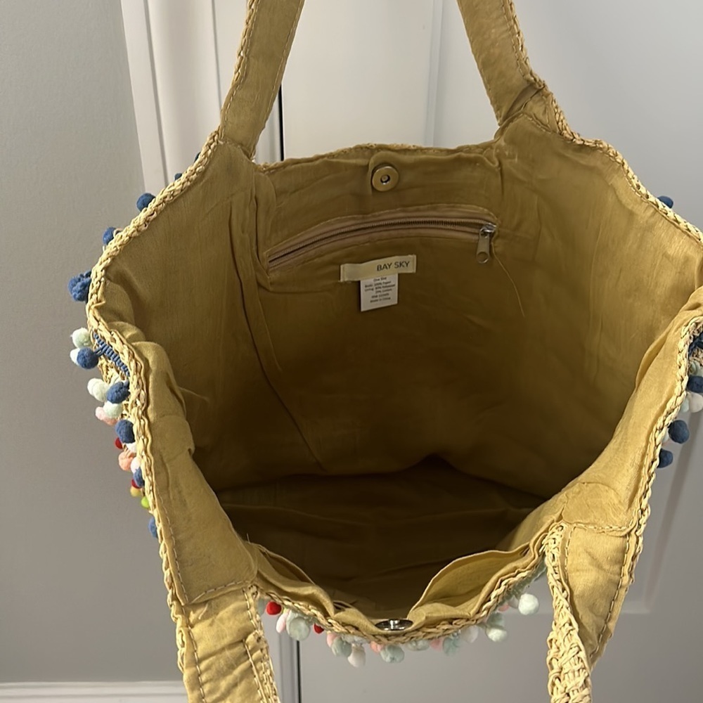 Pom Pom Tote Bag Women’s Beach Summer Vacation - Picture 7 of 11